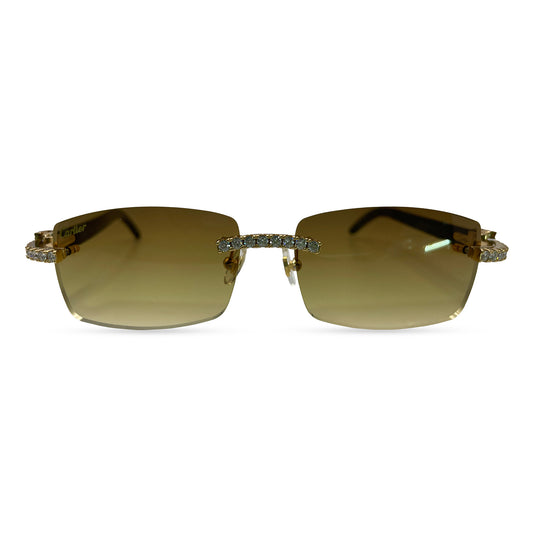 Decor C - Gold White Buffs w/ Hennessy Brown Square Lenses - Diamond Set