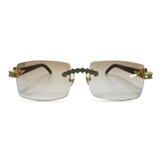 Decor C - Gold White Buffs w/ Light Brown Square Transition Lenses - Diamond Set