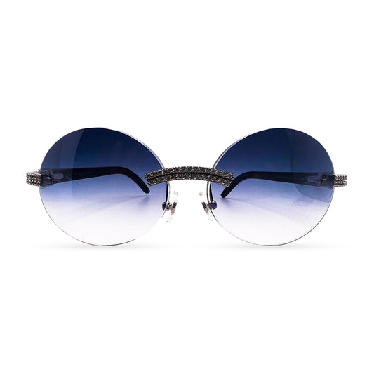 Decor C - Silver White Buffs w/ Dark Blue Oval Lenses - DR Diamond Set - AR/Bluesafe