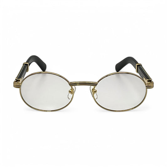 Giverny - Gold Gray Buffs w/ Clear Oval Lenses
