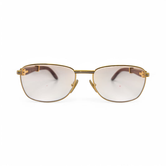 Cartier - Gold Woods w/ Light Brown Square Lenses - Authentic
