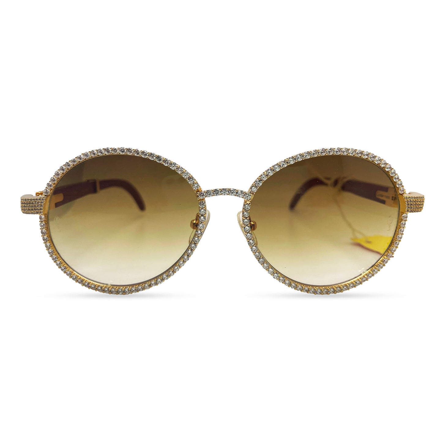 Gold Woods w/ Diamond Frame & Brown Oval Lenses