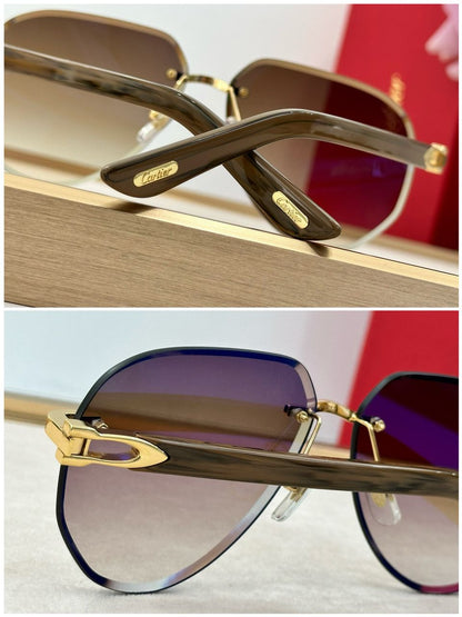 Decor C Acetate Marble Pilot Lenses - Brown Temples - Luxury Optical