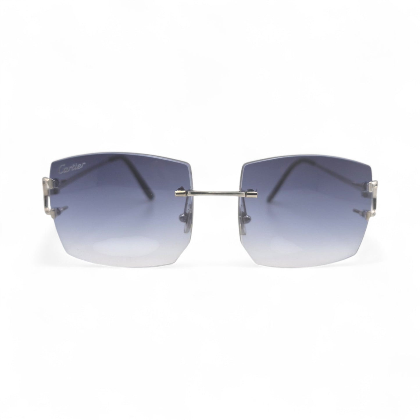 Authentic Cartier Big C - Platinum Wires Sunglasses w/ Smoke Gray Bugati Lenses (Repaired) (2010s)