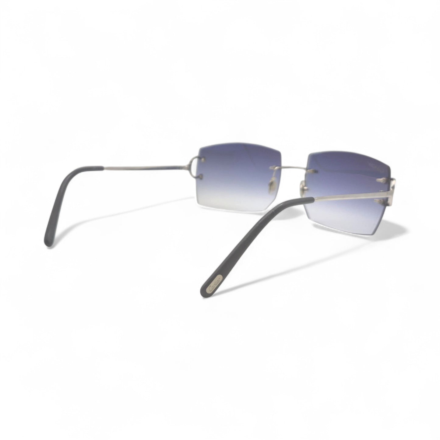 Authentic Cartier Big C - Platinum Wires Sunglasses w/ Smoke Gray Bugati Lenses (Repaired) (2010s)