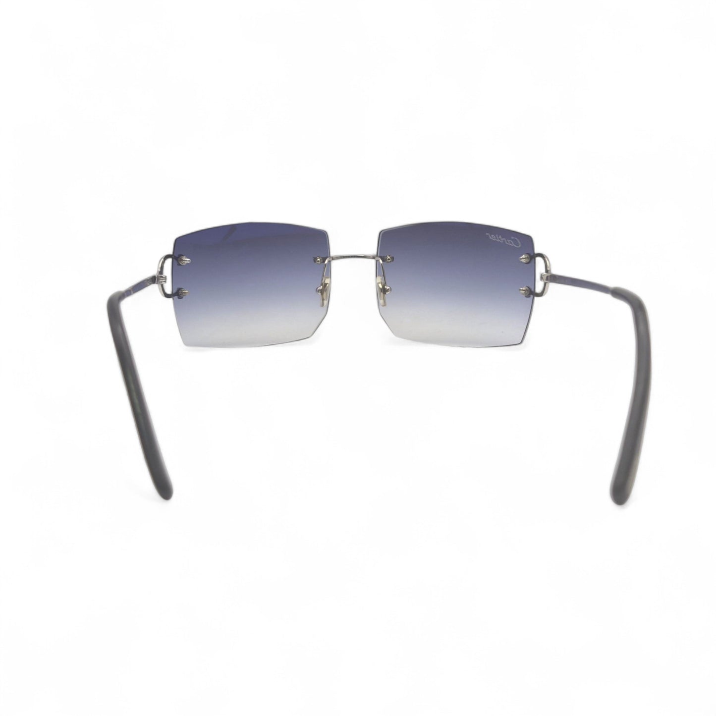 Authentic Cartier Big C - Platinum Wires Sunglasses w/ Smoke Gray Bugati Lenses (Repaired) (2010s)