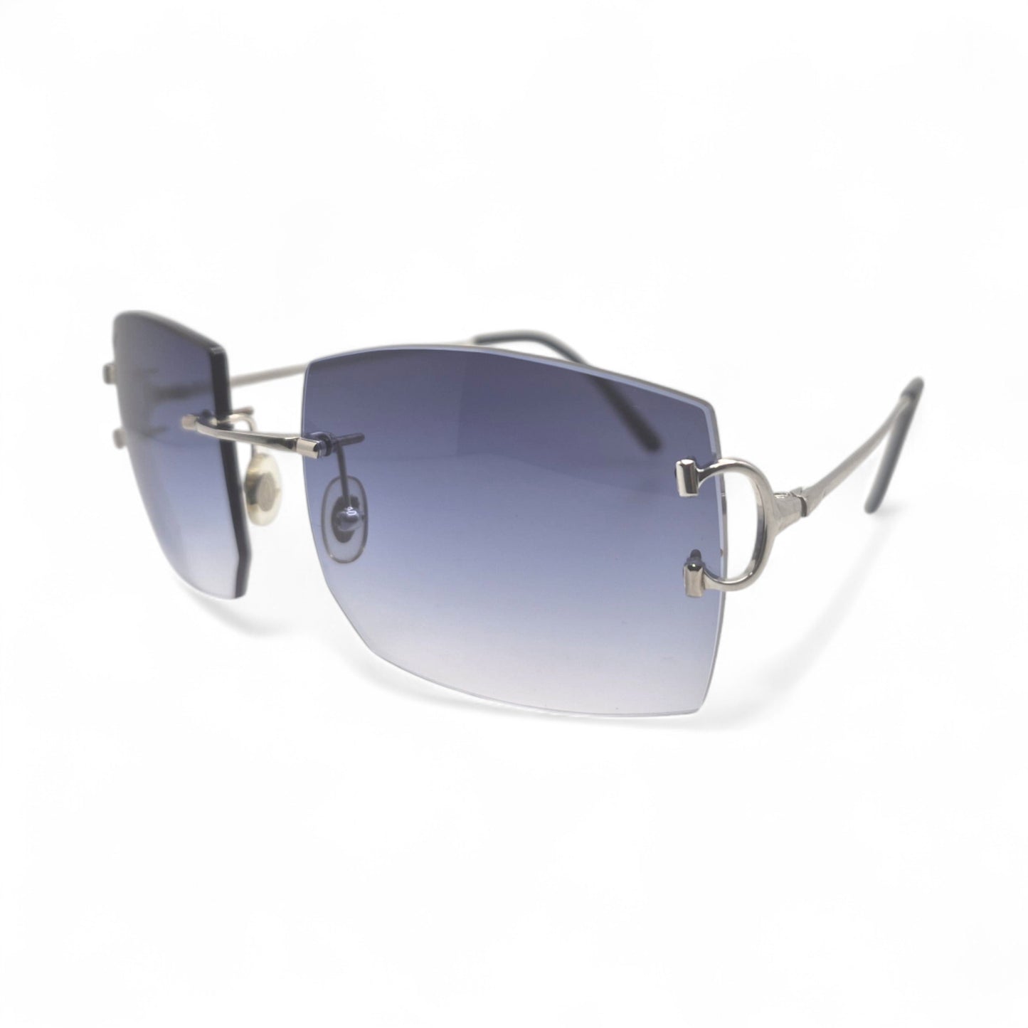 Authentic Cartier Big C - Platinum Wires Sunglasses w/ Smoke Gray Bugati Lenses (Repaired) (2010s)