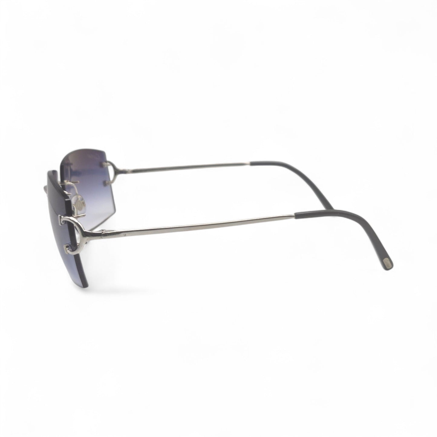 Authentic Cartier Big C - Platinum Wires Sunglasses w/ Smoke Gray Bugati Lenses (Repaired) (2010s)