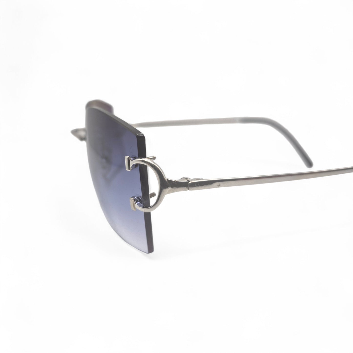 Authentic Cartier Big C - Platinum Wires Sunglasses w/ Smoke Gray Bugati Lenses (Repaired) (2010s)
