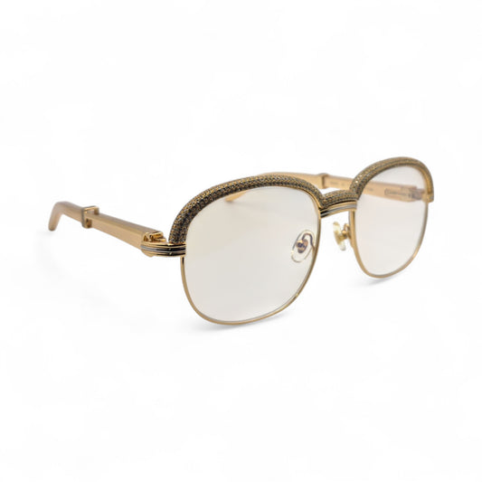 Malmaison - 56-16 Gold Plated Temples Sunglasses w/ Clear Reflective Lenses (90s)