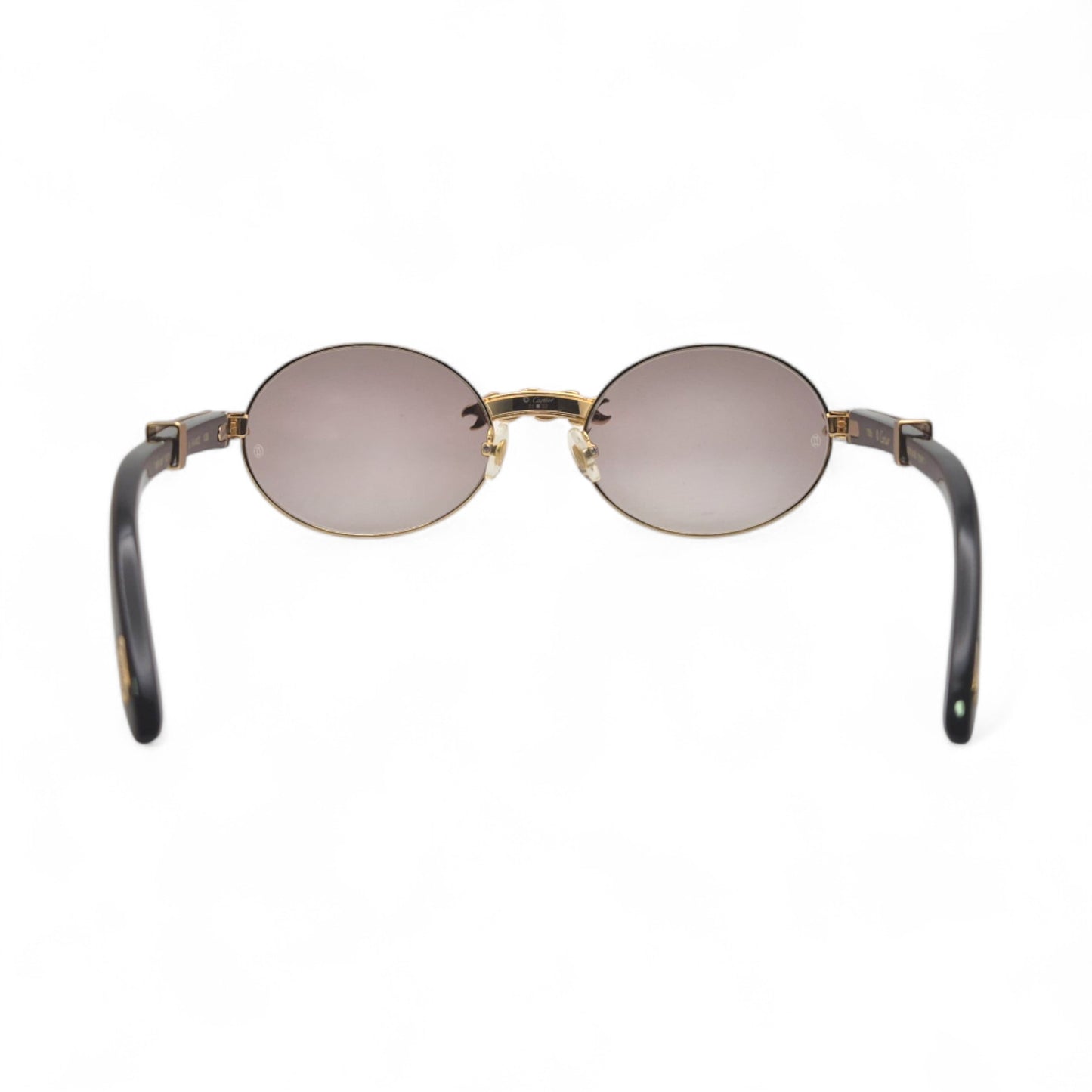Giverny (Iced) - 55-22 Gold Genuine Black Horn Sunglasses w/ Brown Lenses & Diamonds X-Link Set (90s)