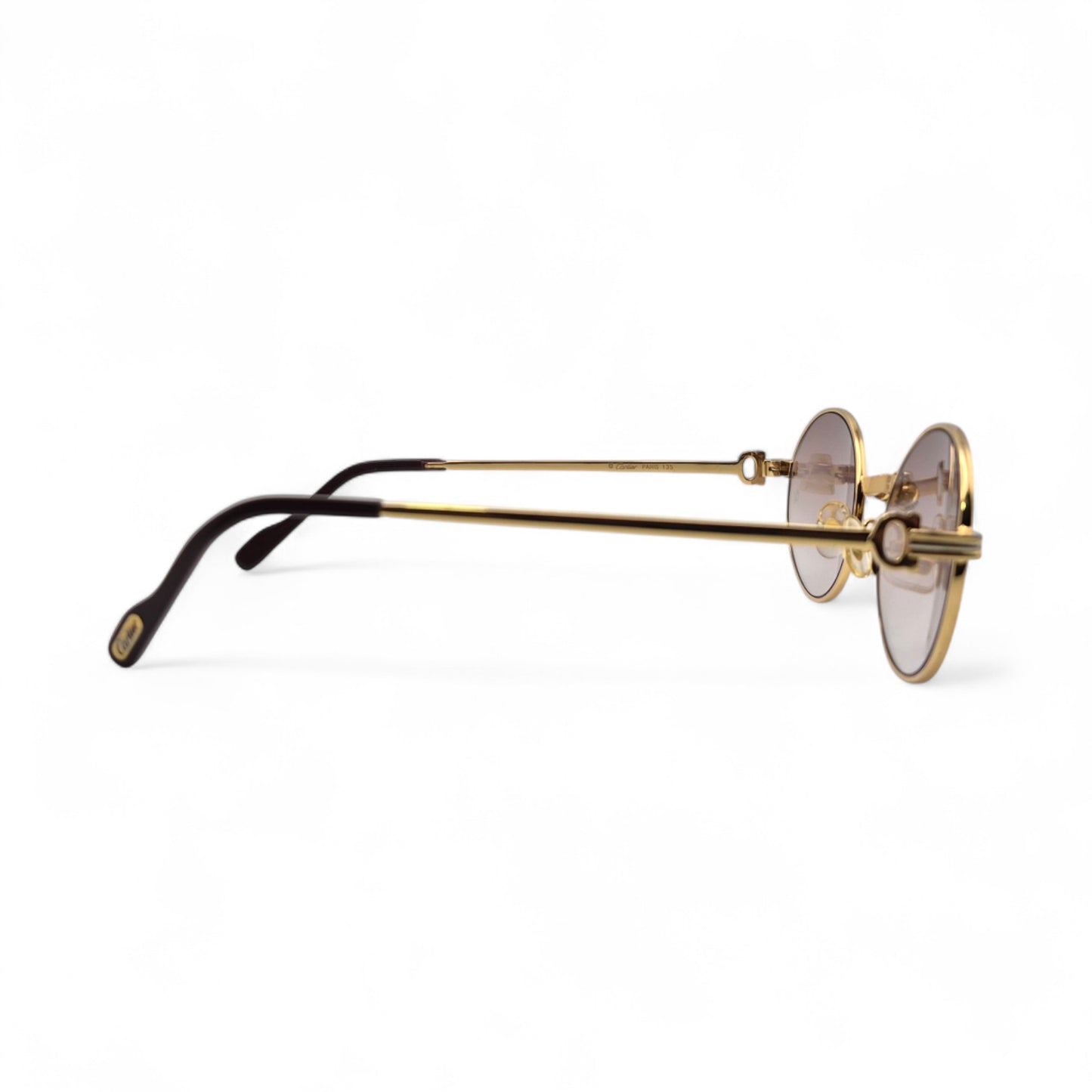 Saint Honore (Iced) 55-22 Gold Wires w/ Brown Oval Lenses - Genuine Diamonds X-Link Bridge (90s)