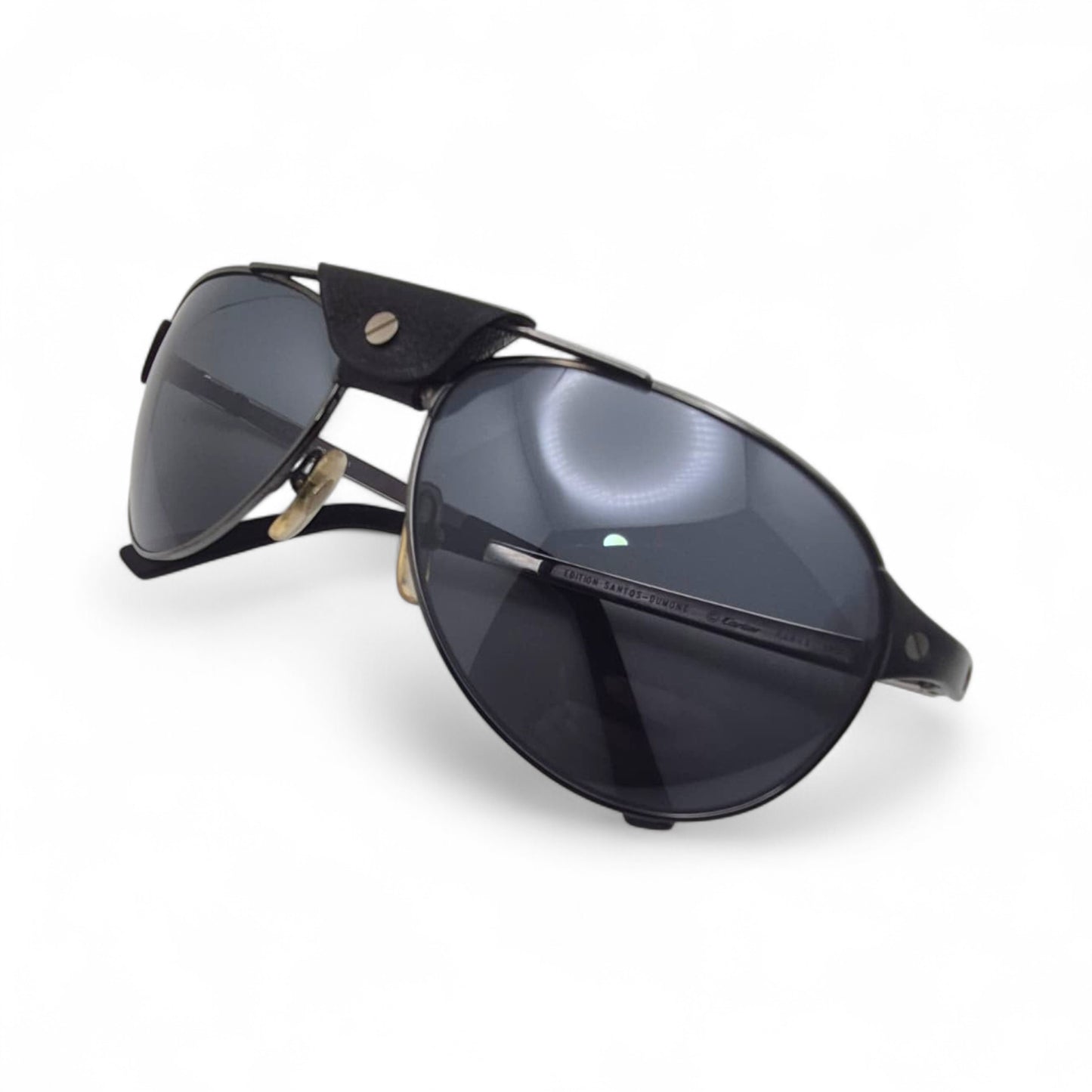 CT0034S Authentic Cartier Santos - Gunmetal Aviator Wires Sunglasses (2010s)