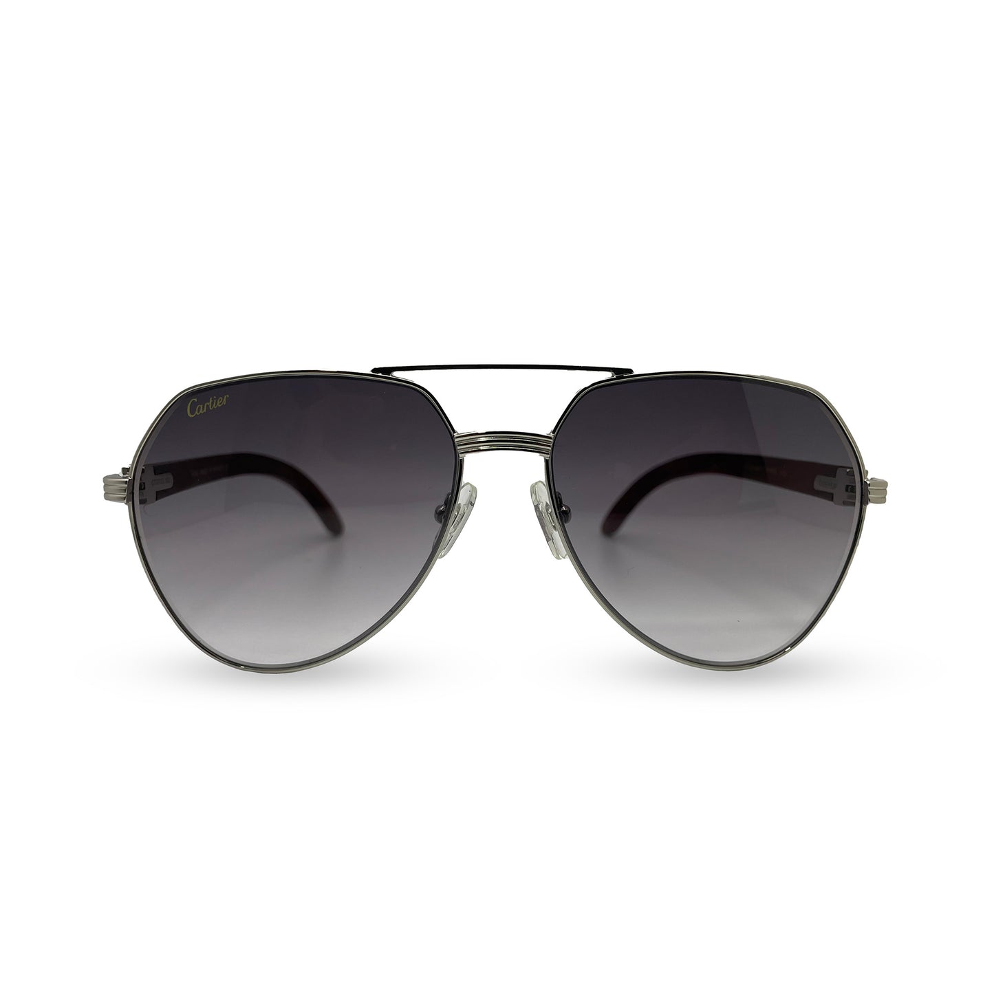 2023 Santos Aviators - Silver Woods w/ Dark Gray Faded Lenses