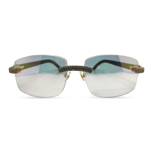 C Decor - Gold White Buffs w/ Clear Lenses - Diamond Bead Set