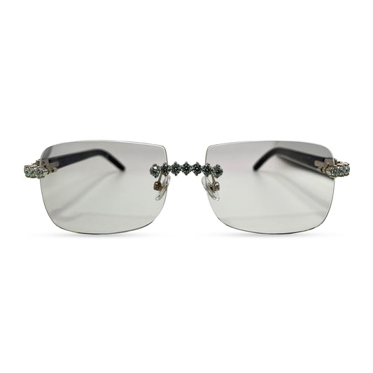 C Decor - Silver White Buffs w/ Clear Lenses - Diamonds Prong Set