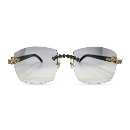 C Decor - Gold White Buffs w/ Clear Lenses - Diamonds Prong Set