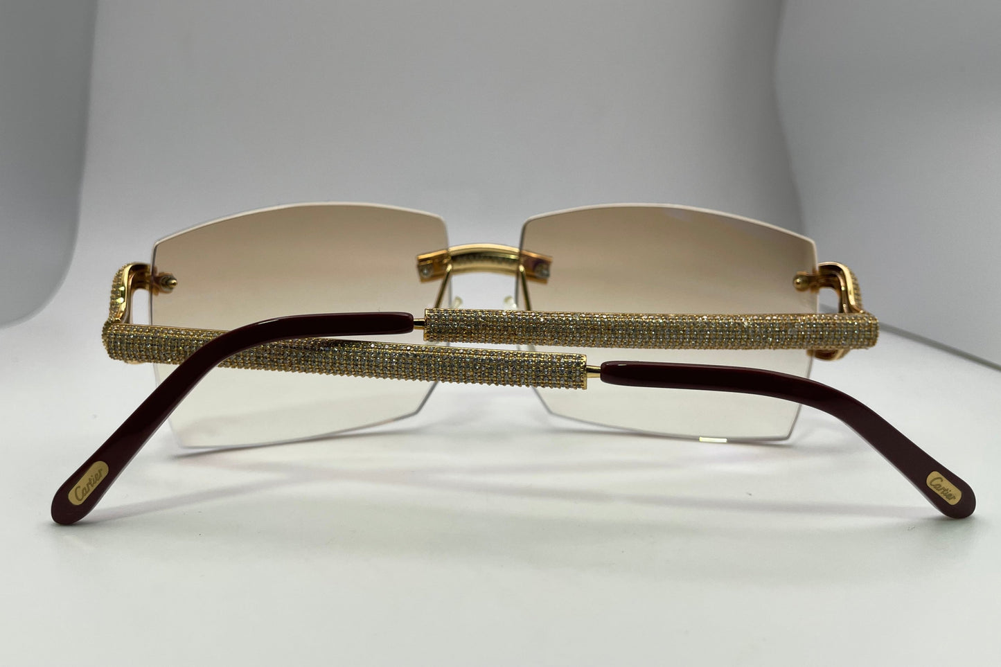 Big C - Gold Wires w/ Hennessy Brown Faded Lenses - Diamonds Bead Set