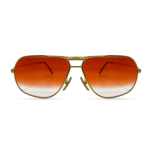 Cartier Aviator - Gold Wires w/ Orange Faded Lenses - Authentic