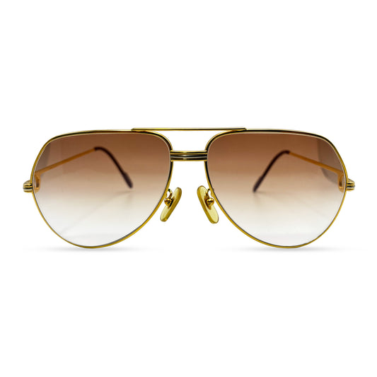 Cartier Aviator - Gold Wires w/ Hennessy Brown Faded Lenses - Authentic