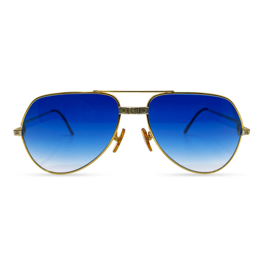 Cartier Aviator - Gold Wires w/ Blue Faded Lenses - Authentic