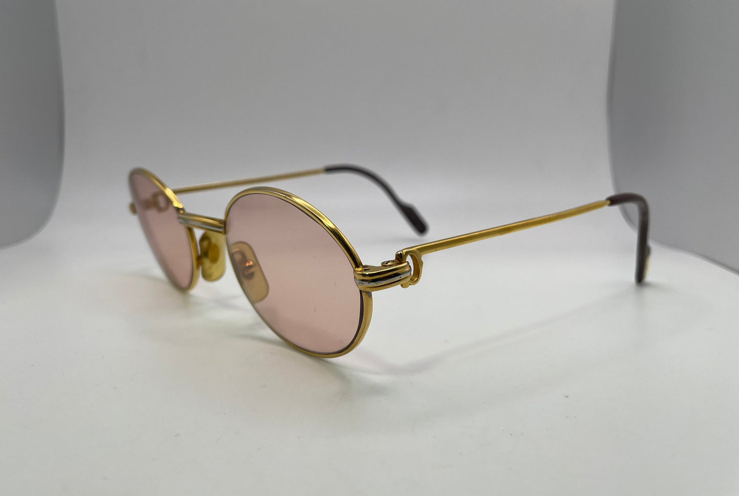 Cartier - Gold Wires w/ Pink Oval Lenses - Authentic