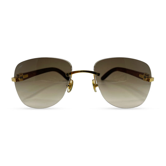 Cartier - Gold Woods w/ Brown Faded Lenses - Authentic