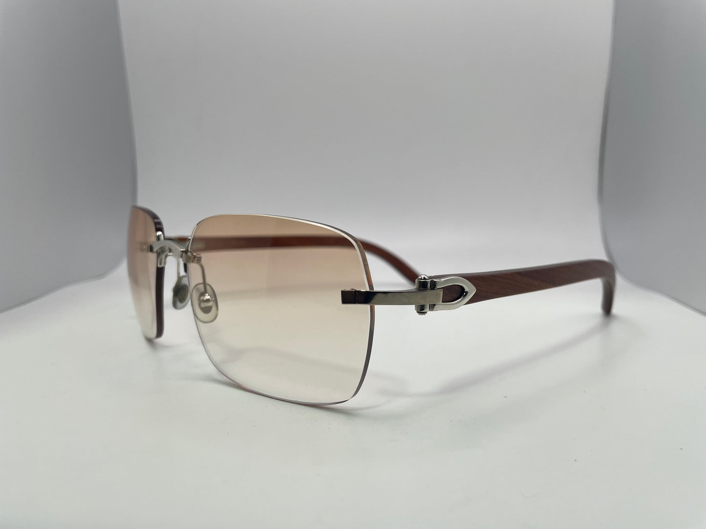 Cartier - Silver Black Horns w/ Light Hennessy Brown Faded Lenses - Authentic