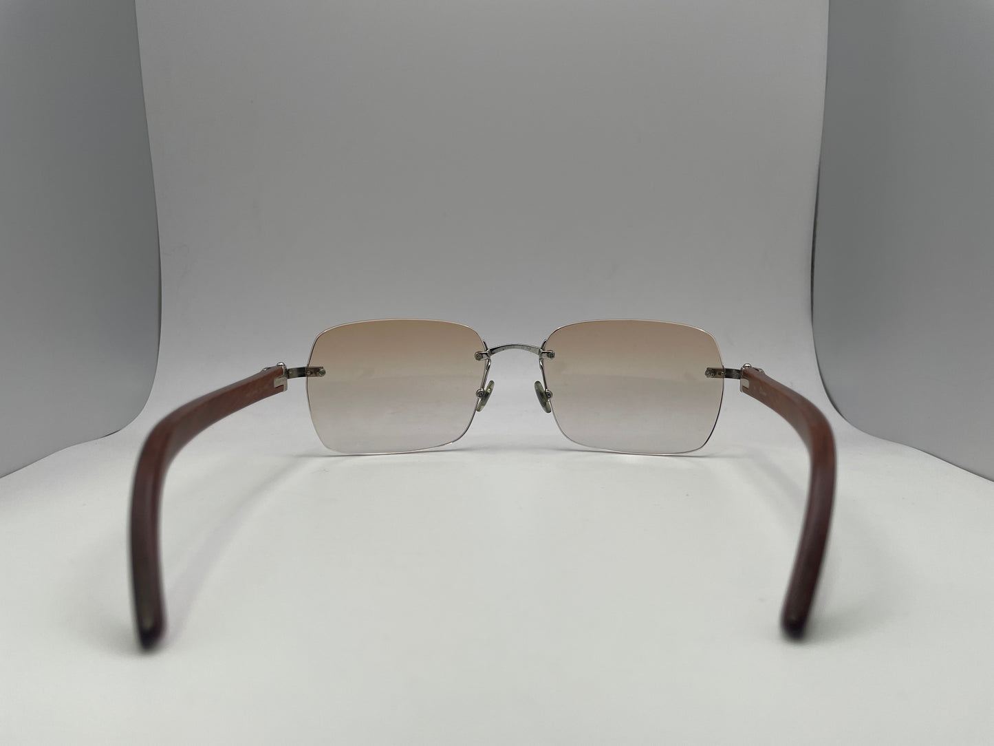 Cartier - Silver Black Horns w/ Light Hennessy Brown Faded Lenses - Authentic