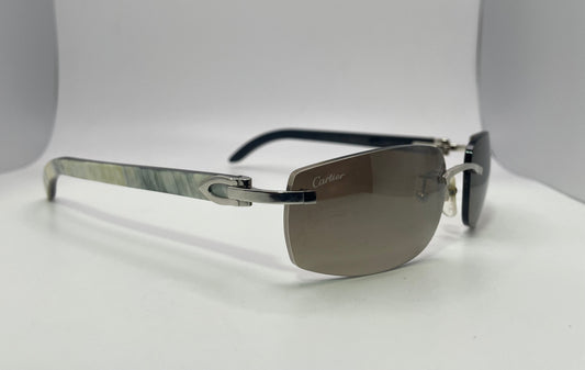 Cartier - Silver White Horns w/ Dark Brown Lenses - Authentic