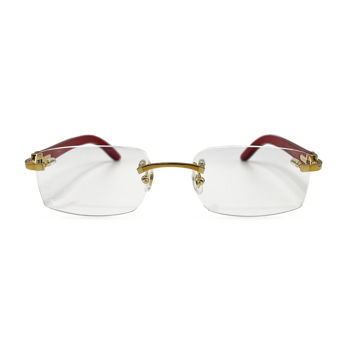 Cartier - Gold Red Woods w/ Clear Lenses - Authentic