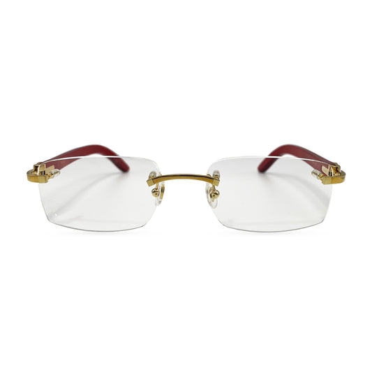 Cartier - Gold Red Woods w/ Clear Lenses - Authentic