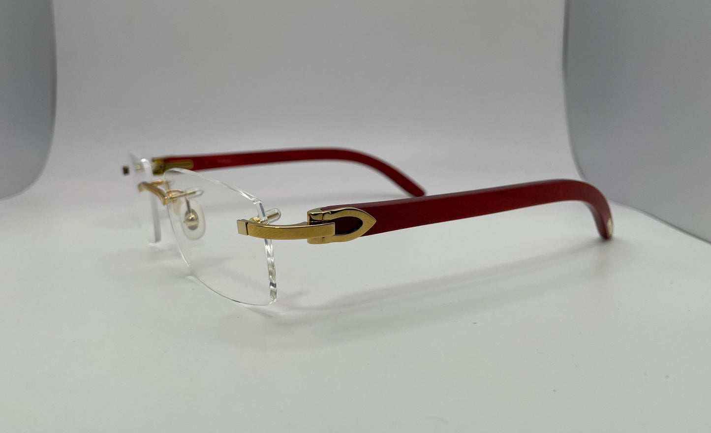 Cartier - Gold Red Woods w/ Clear Lenses - Authentic