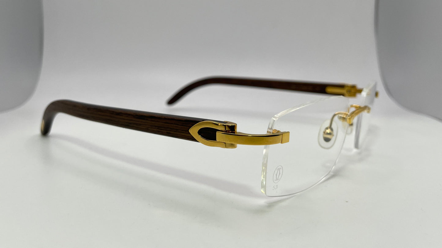 Cartier - Gold Woods w/ Clear Lenses - Authentic