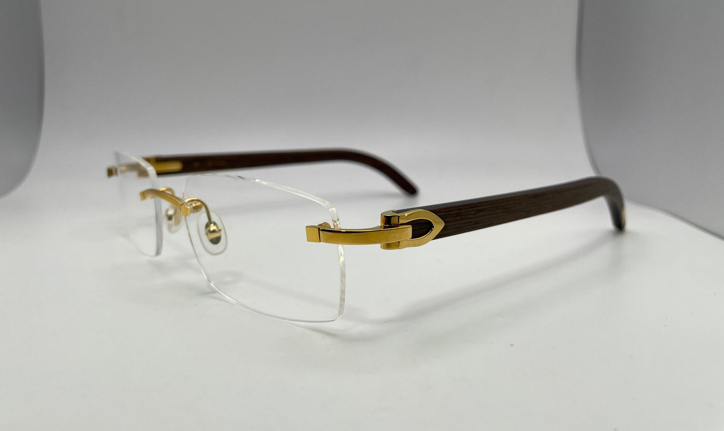 Cartier - Gold Woods w/ Clear Lenses - Authentic