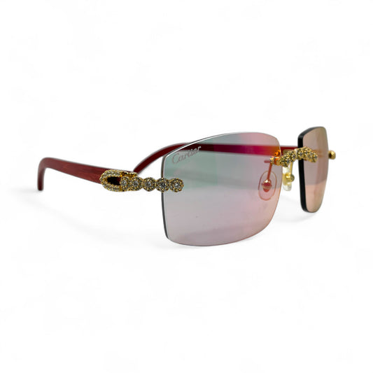 C Decor Woods (Iced - CZ) - Gold Woods Sunglasses w/ Diamonds Flower Set (2010s)