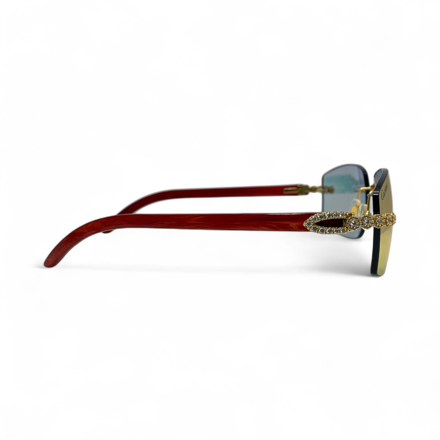 C Decor Woods (Iced - CZ) - Gold Woods Sunglasses w/ Diamonds Flower Set (2010s)