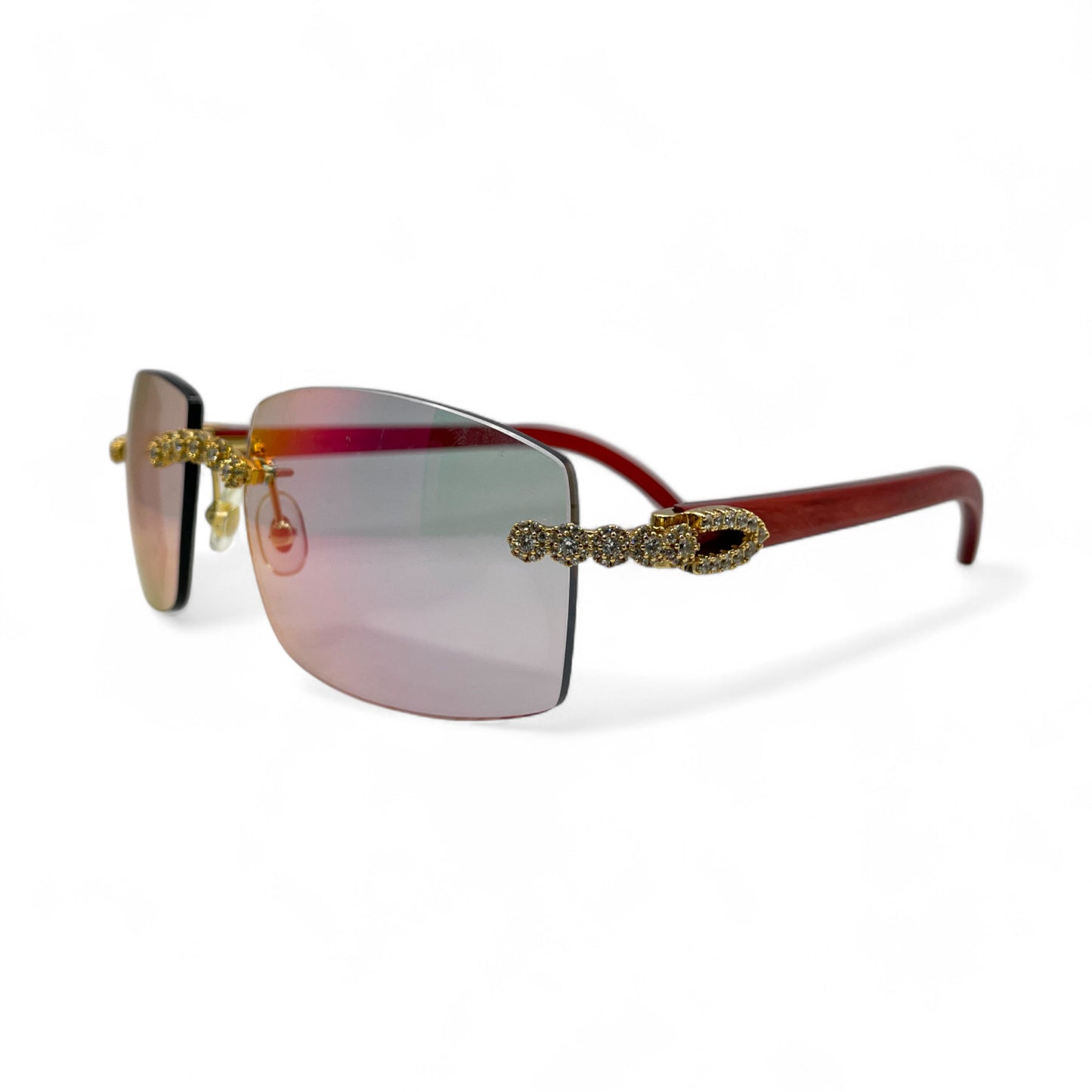 C Decor Woods (Iced - CZ) - Gold Woods Sunglasses w/ Diamonds Flower Set (2010s)