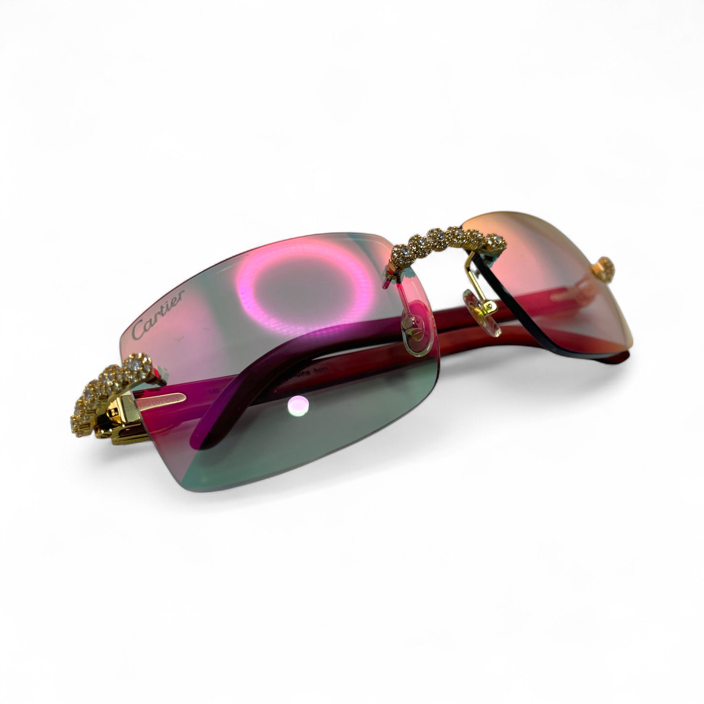 C Decor Woods (Iced - CZ) - Gold Woods Sunglasses w/ Diamonds Flower Set (2010s)