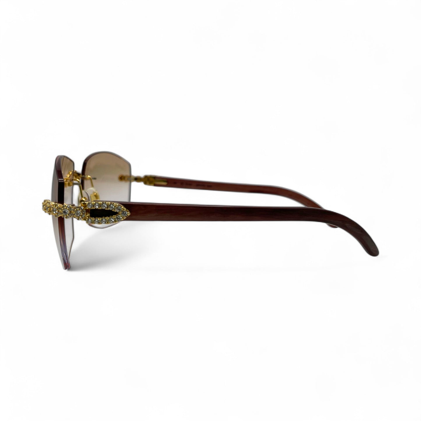 C Decor Woods (Iced - CZ) - Gold Woods Sunglasses w/ Diamonds Flower Set (2010s)