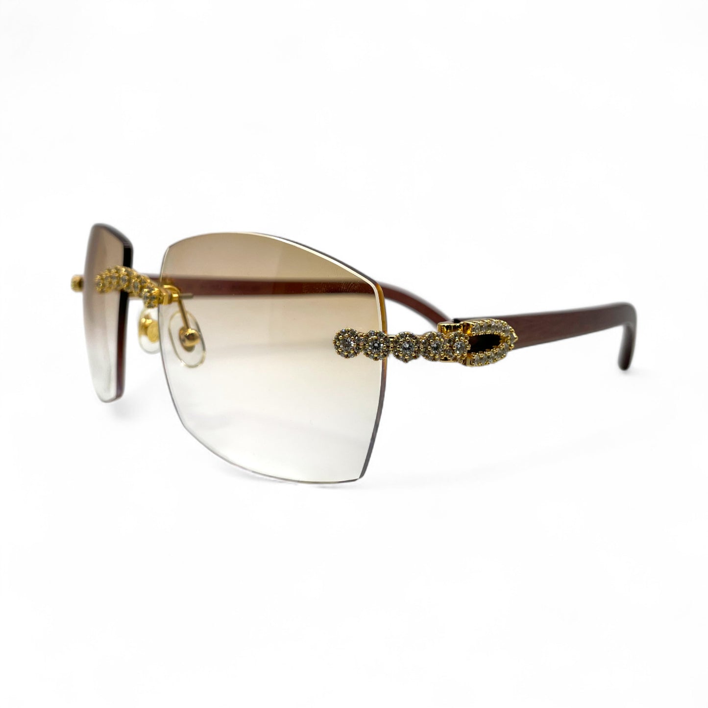 C Decor Woods (Iced - CZ) - Gold Woods Sunglasses w/ Diamonds Flower Set (2010s)