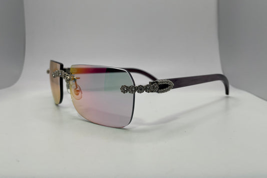 C Decor - Silver Fusion Gray Buffs w/ Iridescent Lenses - Diamonds Flower Set