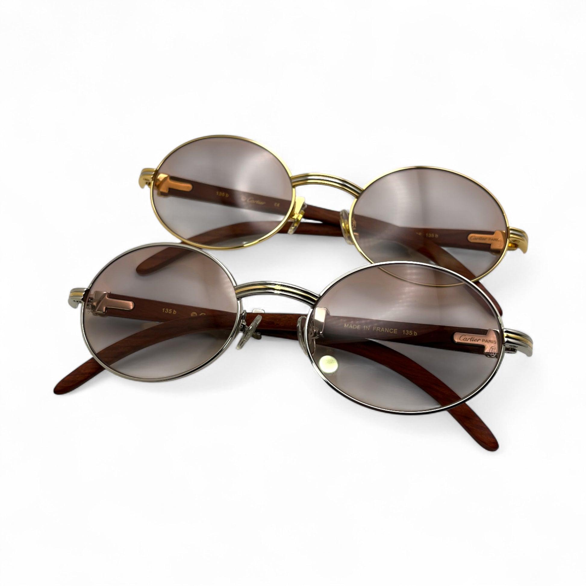 Giverny - 55-22 Gold Woods Sunglasses w/ Light Brown Lenses - Luxury Optical