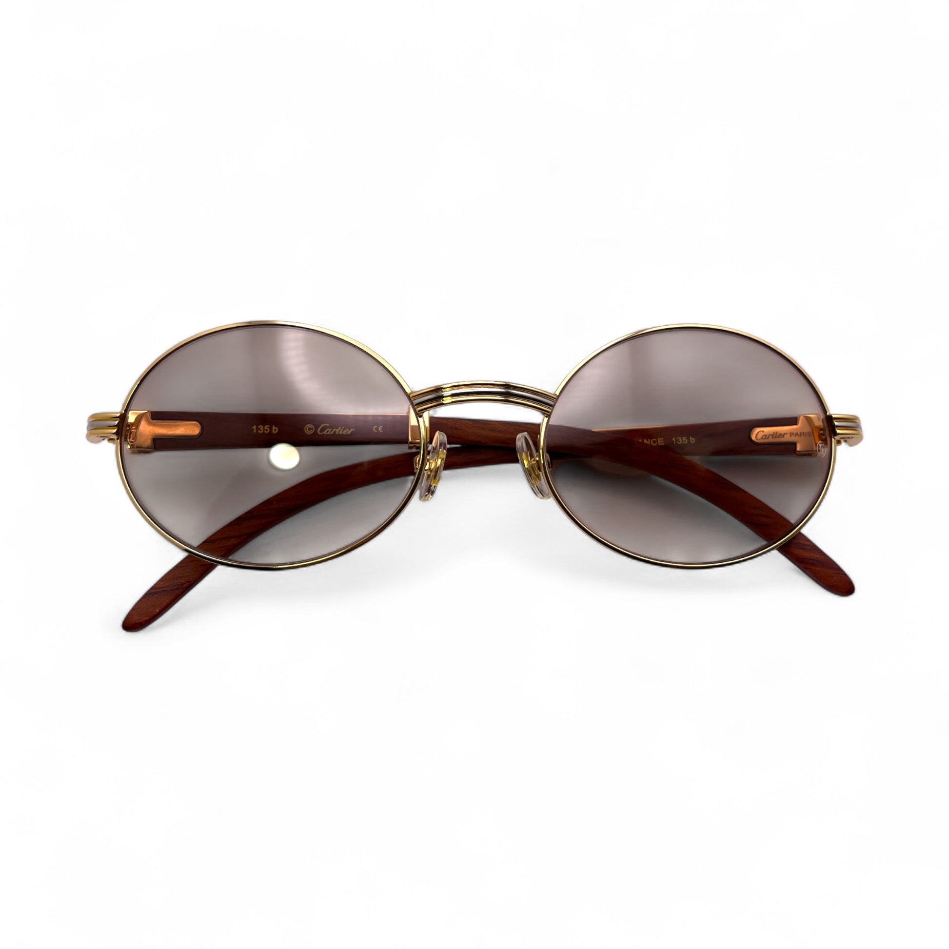 Giverny - 55-22 Gold Woods Sunglasses w/ Light Brown Lenses - Luxury Optical