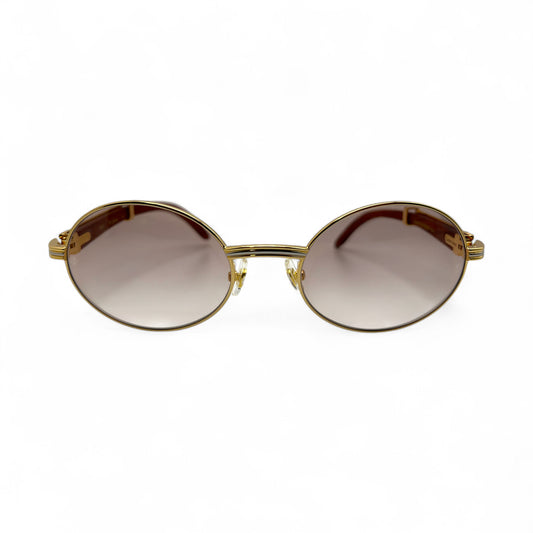 Giverny - 55-22 Gold Woods Sunglasses w/ Light Brown Lenses - Luxury Optical
