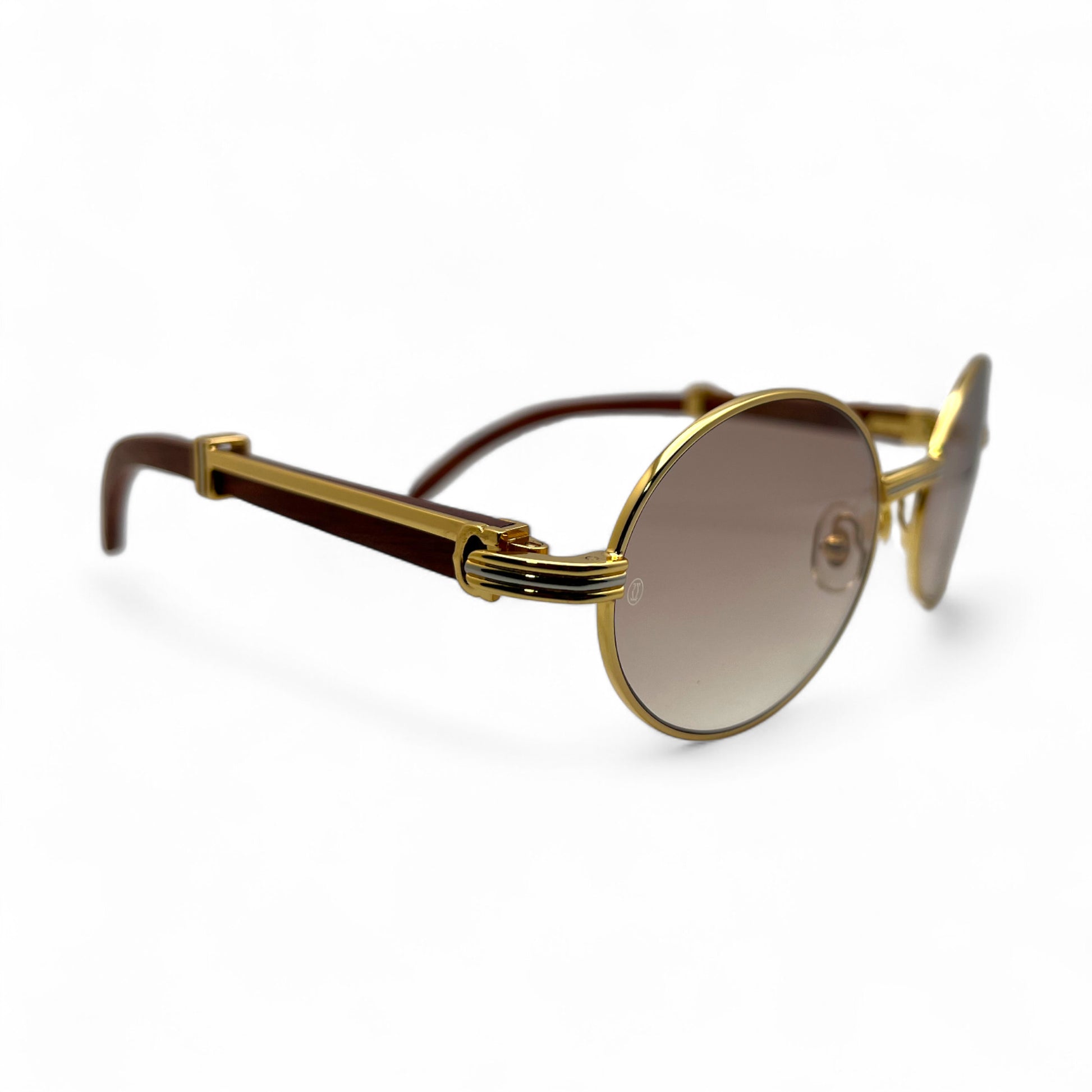 Giverny - 55-22 Gold Woods Sunglasses w/ Light Brown Lenses - Luxury Optical