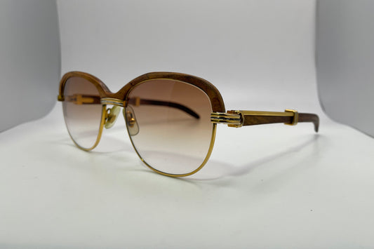 Cartier Malmaison - Gold Woods w/ Light Brown Faded Lenses - Authentic