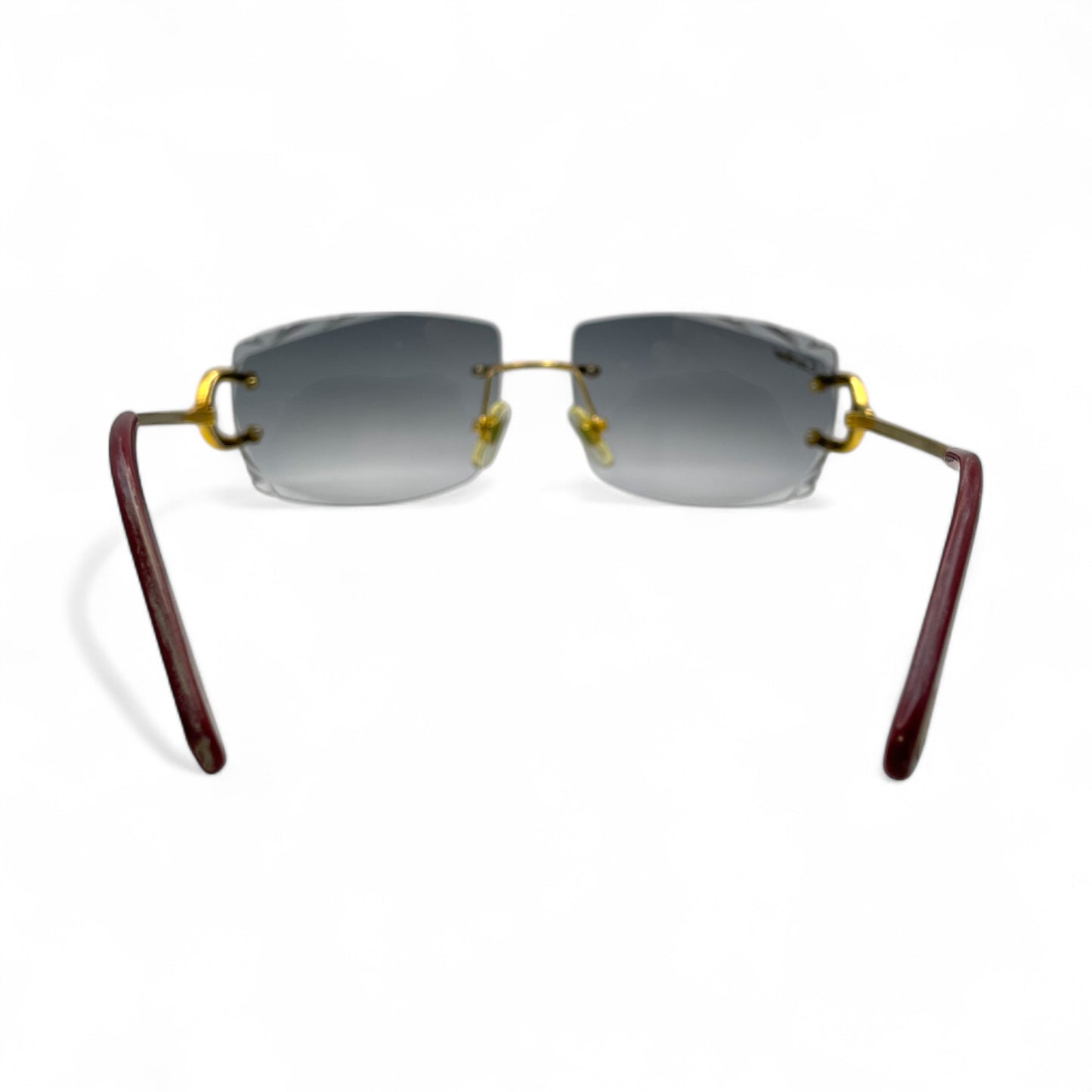 Big C Decor (Iced) - Gold Wires Sunglasses w/ Dark Gray Lenses (Diamond Cut) - 3pc Diamonds Prong Set (2010s)