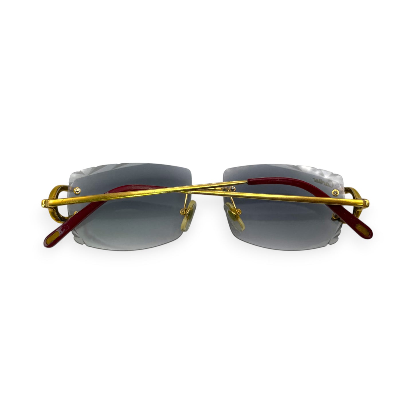 Big C Decor (Iced) - Gold Wires Sunglasses w/ Dark Gray Lenses (Diamond Cut) - 3pc Diamonds Prong Set (2010s)