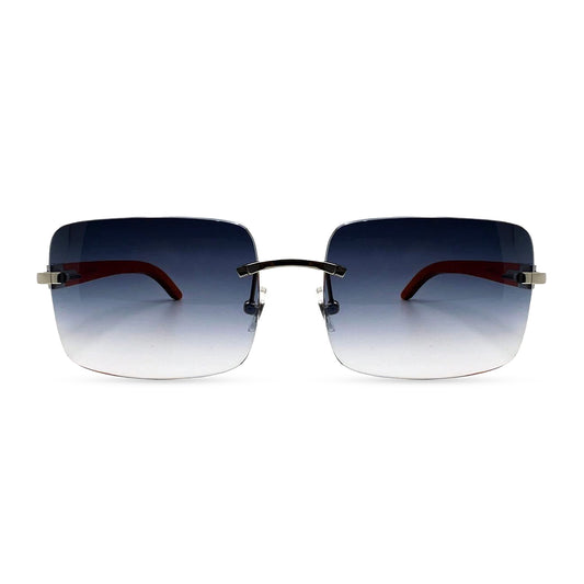 (Limited Editon) Decor C - Silver Black & Red Woods w/ Denim Blue Mykonos Lenses - AR/Bluesafe